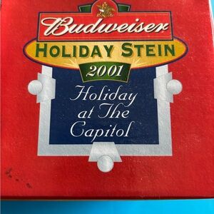 Budweiser Holiday Stein 2001 - Red and Green
